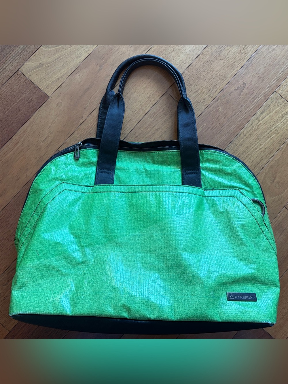 Bright Green Travel Tote with Black Handles